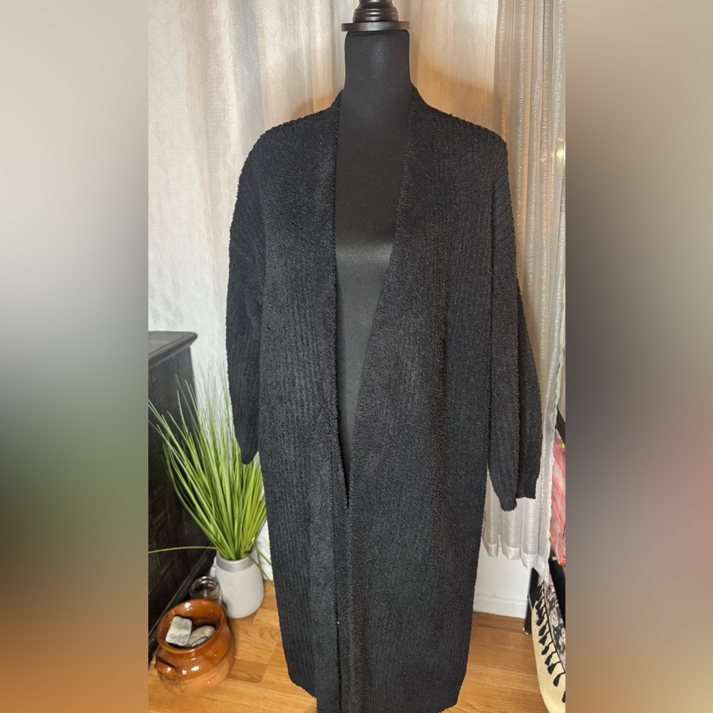 Barefoot Dreams CozyChic Black Open-Front Cardigan